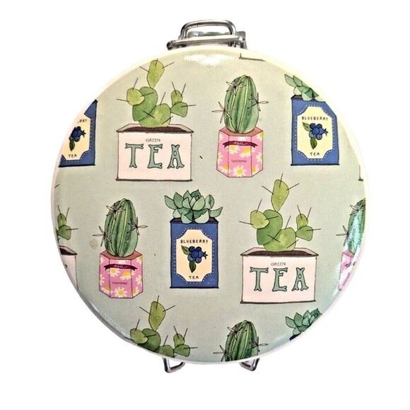 Succulent Ceramic Lid Glass Clamp Jar Canister Green Floral 34 Oz. 6-in Gift - Picture 3 of 6